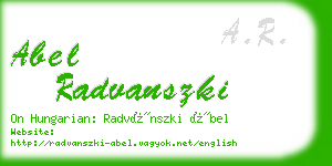 abel radvanszki business card